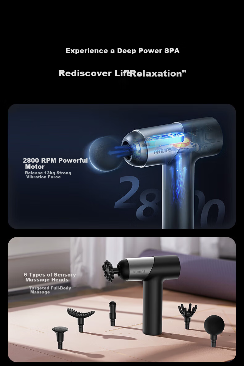 Philips Fascia Gun Full Body Muscle Massager Portable Shoulder Neck Waist Leg Home Fitness Relaxation Gift for Men and Women PPM3203G 4