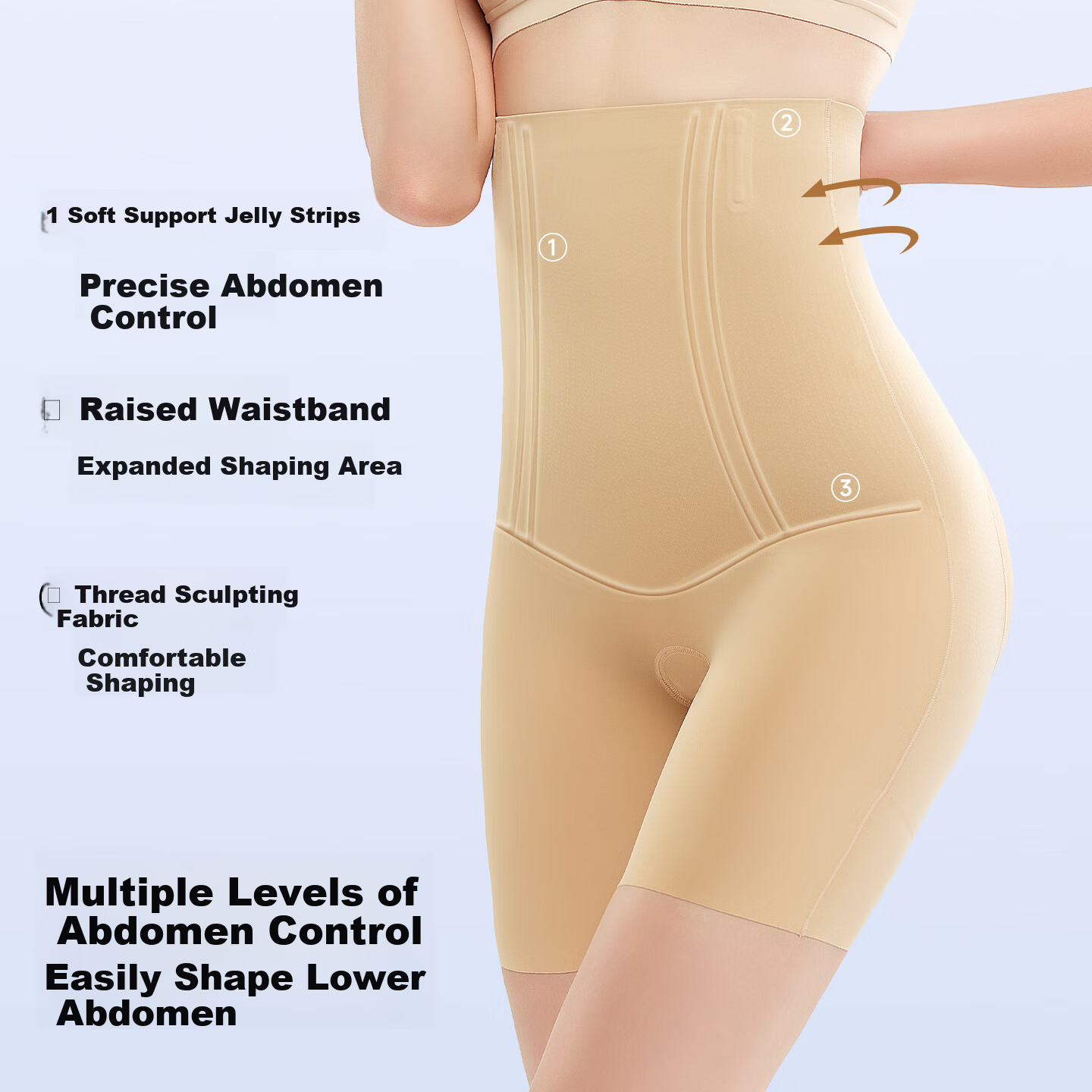 GRACEWELL High Compression Tummy Control Shaping Waist Trainer Hip Lift Postpartum Body Shaping Pants Nude M