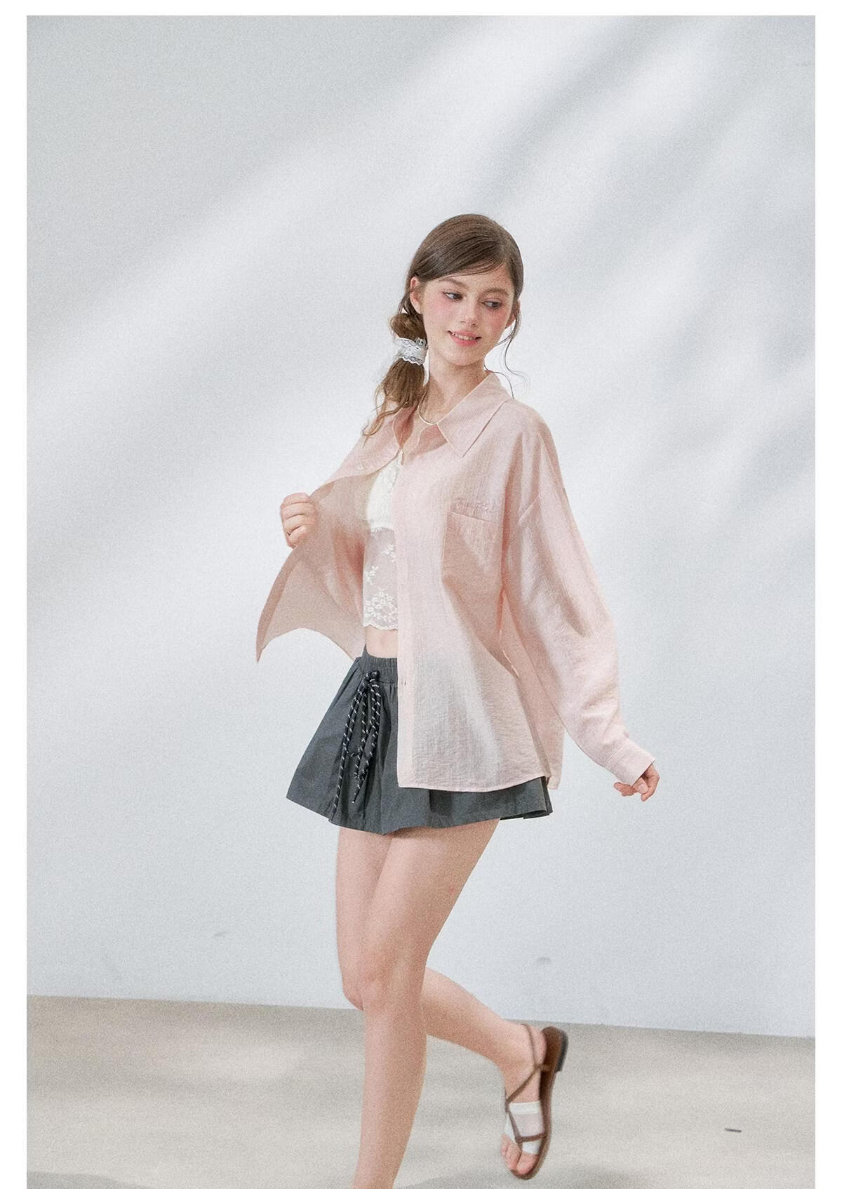 ICH MODE "Spring Light Leisure" Lyocell Sun Protection Long Sleeve Shirt Women Lazy Style Thin Jacket White M 13