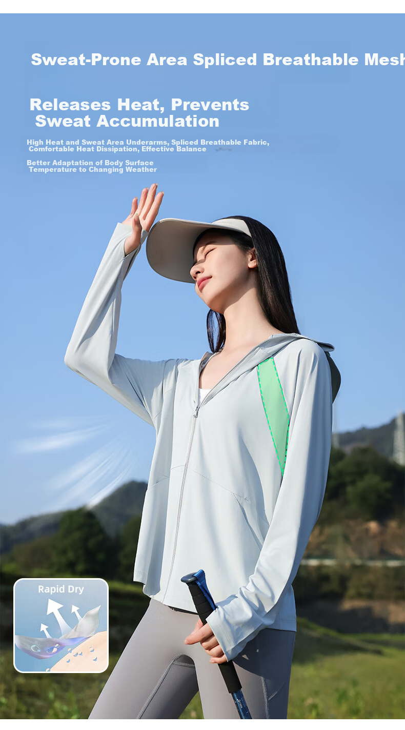 Combo Summer New Self-Operated Women's Sun Protection Jacket UV Protection Outdoor Breathable Thin Ice Silk Cycling Coat Sunproof Clothing 15