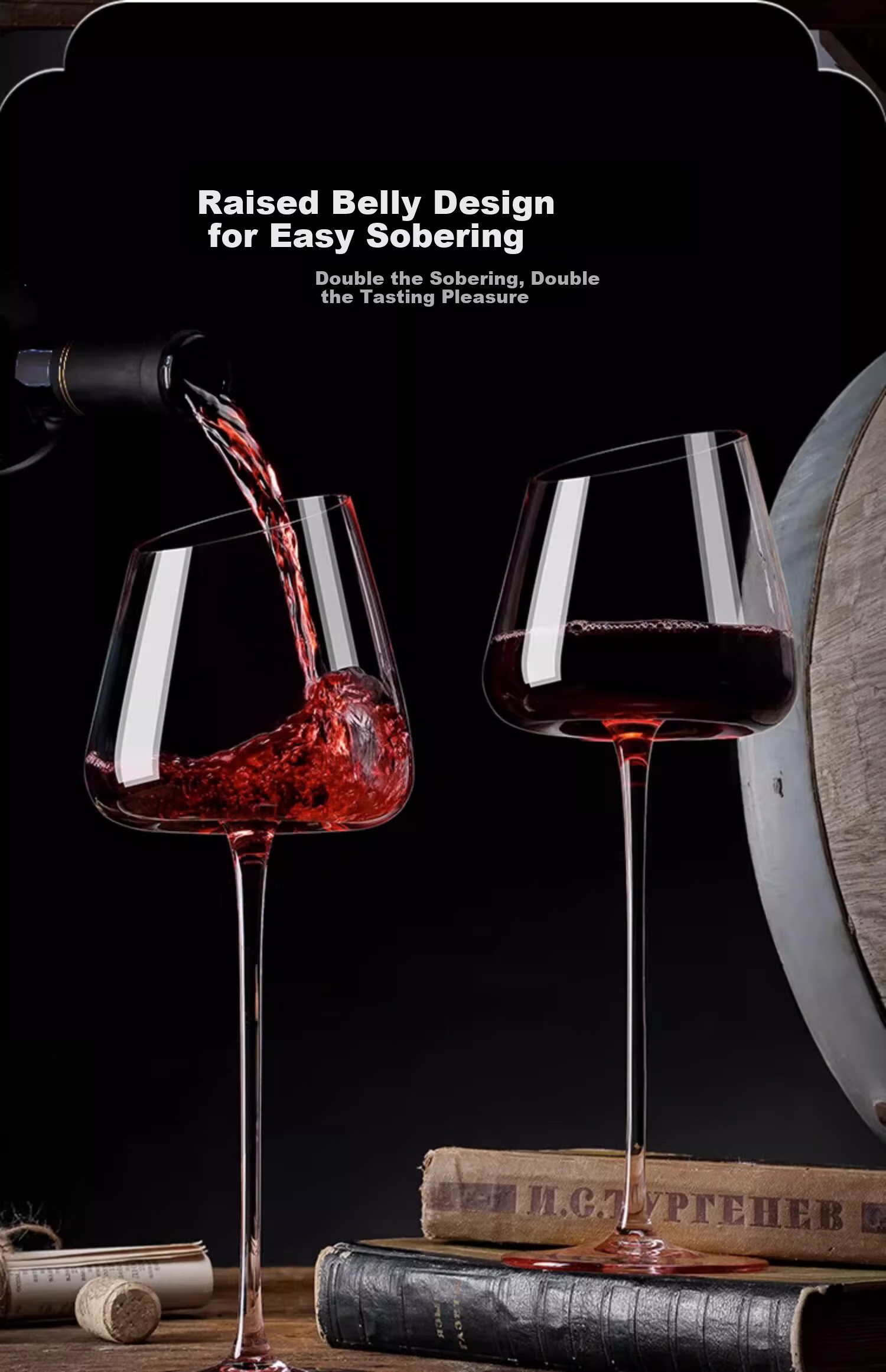 Myhobby Luxury Crystal Wine Glasses Set of 2 High-Quality Red Wine Goblets for Outdoor Weddings and Parties 2