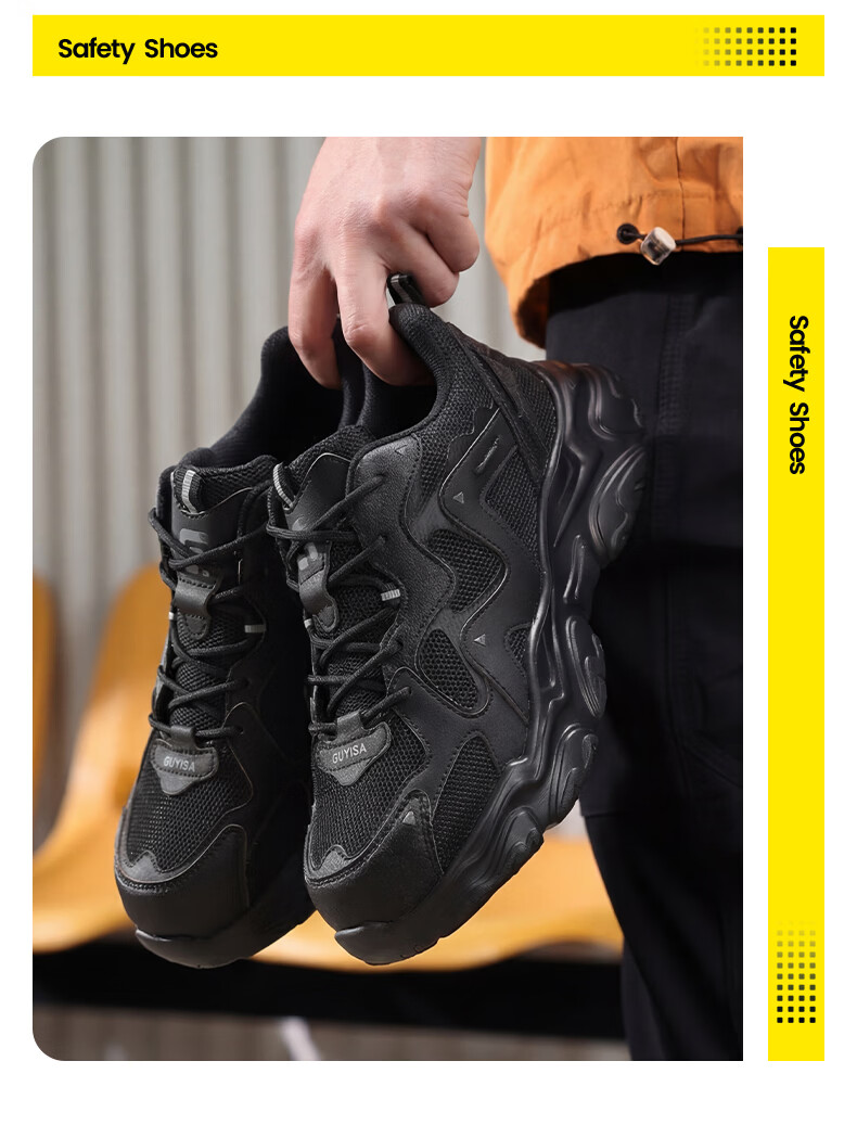 Junbu Safety Shoes Unisex Anti-Smash Anti-Puncture Steel Toe Ultra-Light Breathable Comfortable Work Shoes 6009 Size 41 11