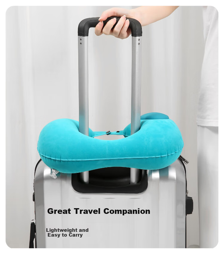Kelorock Inflatable U-Shaped Travel Pillow Press-to-Inflate Portable Neck Pillow for Airplane High-Speed Train Sleep Support 10