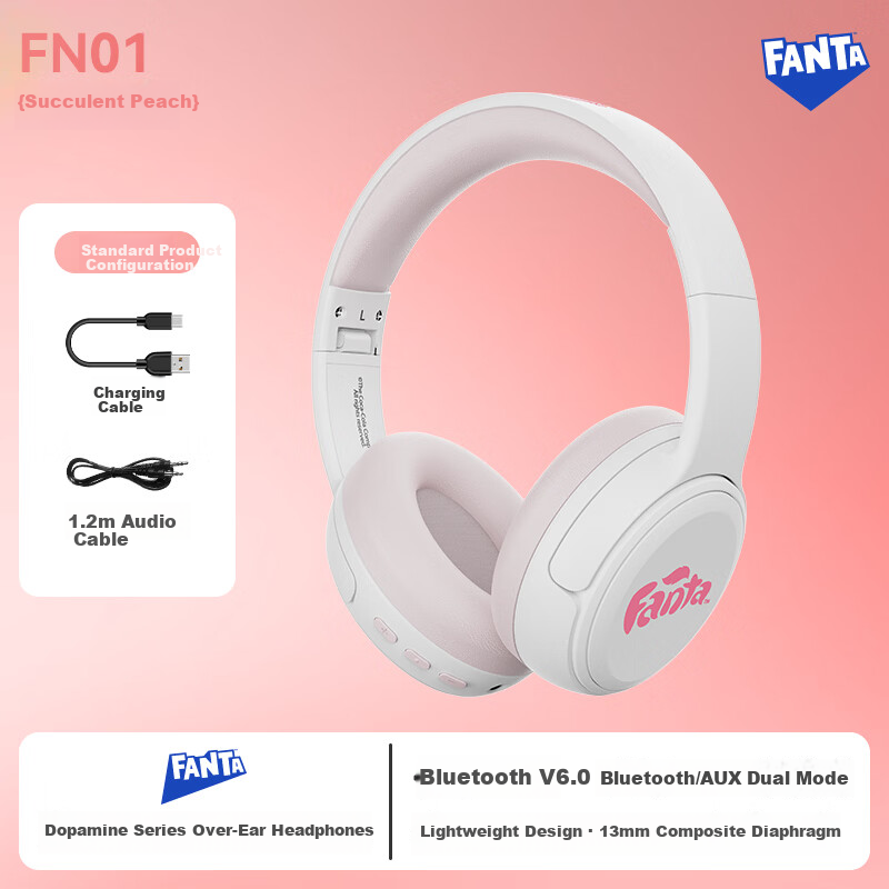 Coca-Cola FenDa FN01 Bluetooth Headphones, Over-Ear High-Quality Sound, Long Battery Life, Gaming Sports Wireless Earphones, Latest 2026 Model, Gift for Men And Women, Compatible with Apple, Huawei, Xiaomi
