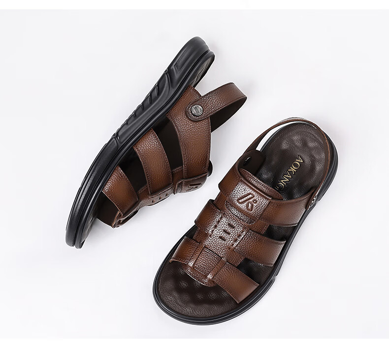 Aokang Summer Men's Casual Beach Sandals Black Size 38 20