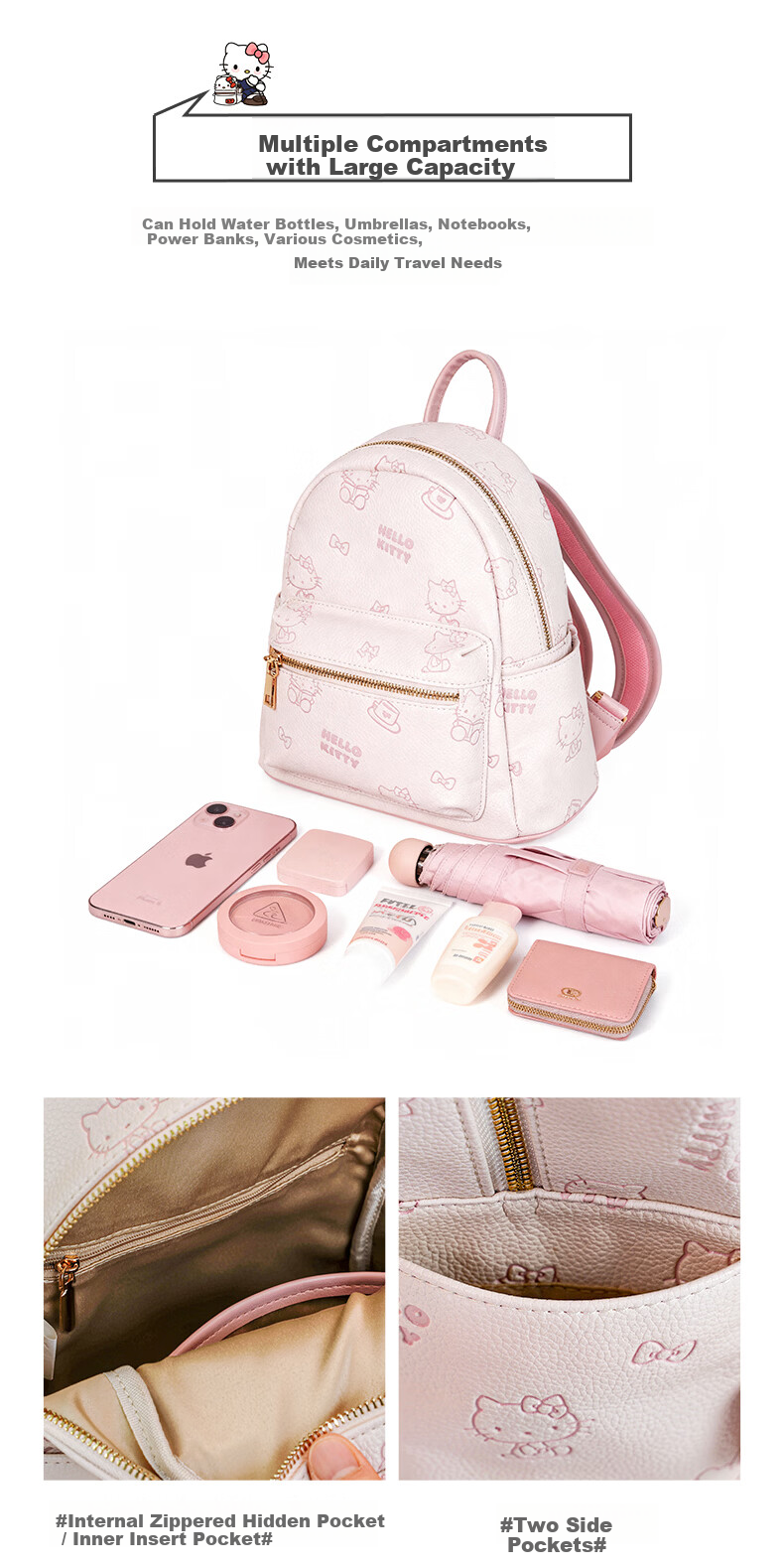 SANRIO Hello Kitty Backpack for Women 2026 New College Student School Bag Birthday Gift 11