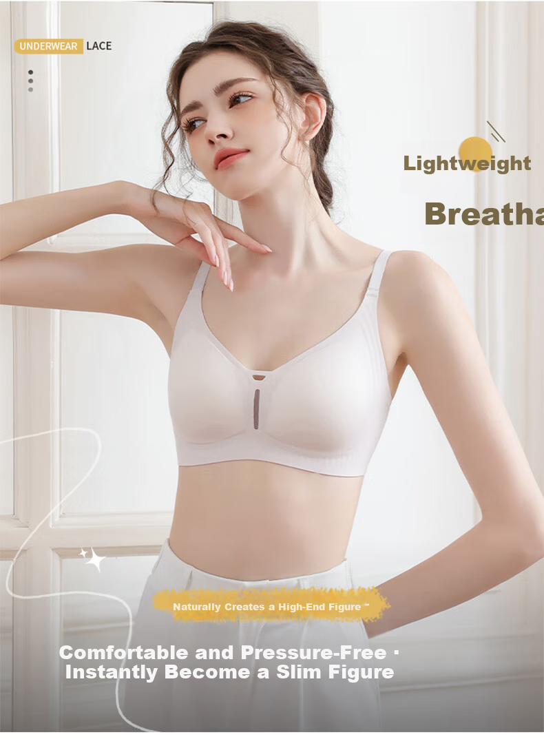 LangSha Seamless Summer Thin Bra for Women Large Chest Minimizing Soft Support Anti-Sagging Side Breast Gathering Slimming Bra 8