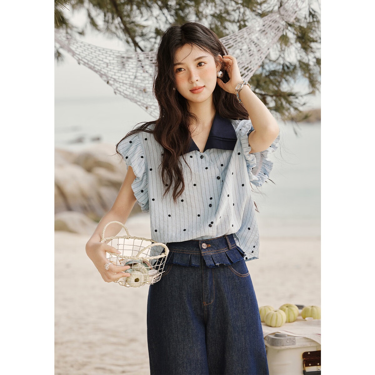 Mixiu [] Polka Dot Embroidered Shirt for Women 2026 Summer Unique Design Short Sleeve Blouse