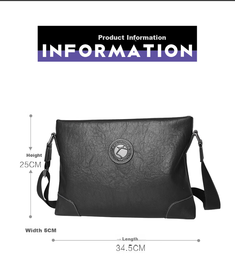 COW Men's Business Casual Shoulder Bag Crossbody Fashion Trendy C-9808 Horizontal Style 3