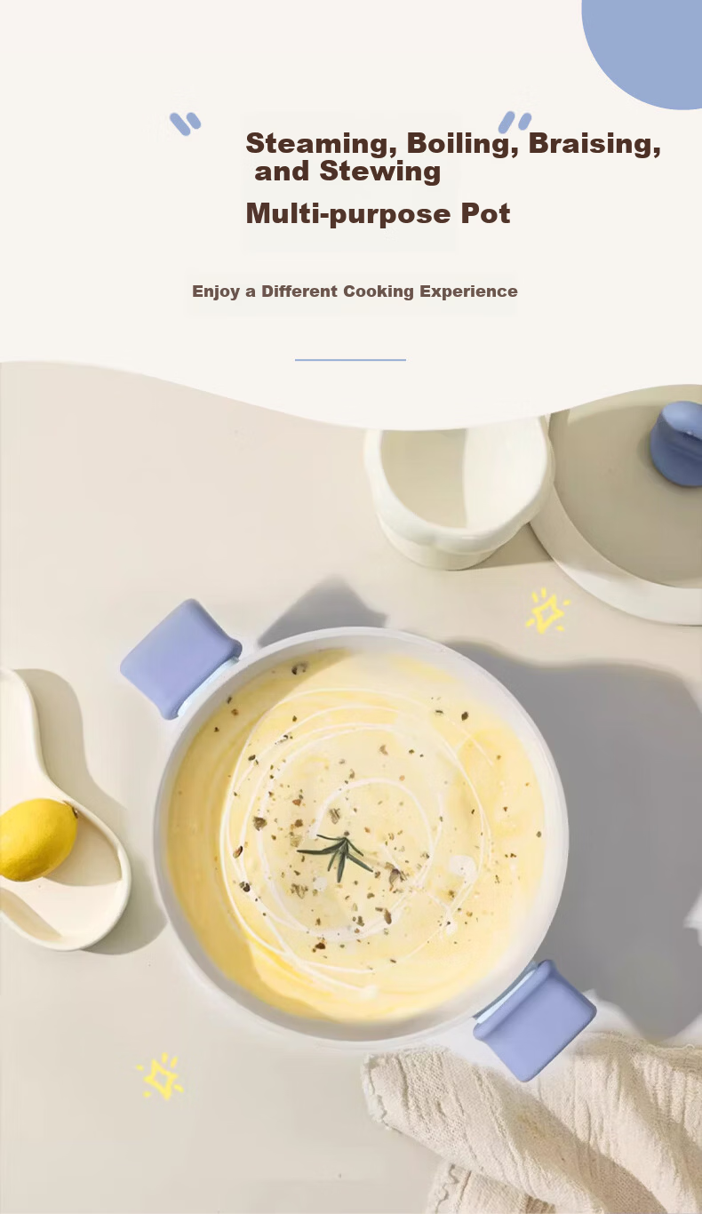 Sacon Large Capacity Ceramic Non-Stick Soup Pot Milk Pot Household Steaming Cooking Stewing Baby Food Pot Porridge Stew Soup Stove Universal 26cm 4