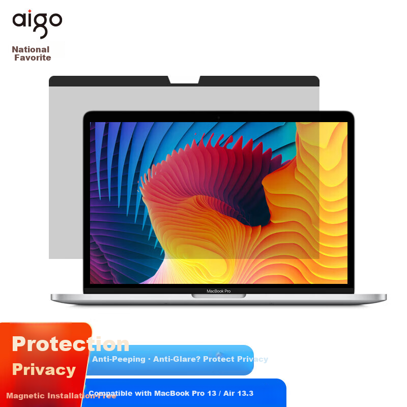 Aigo Magnetic Privacy Screen Protector for Apple MacBook Pro/Air 13.3-inch Laptop Anti-Spy Anti-Scratch Easy Apply Screen Film