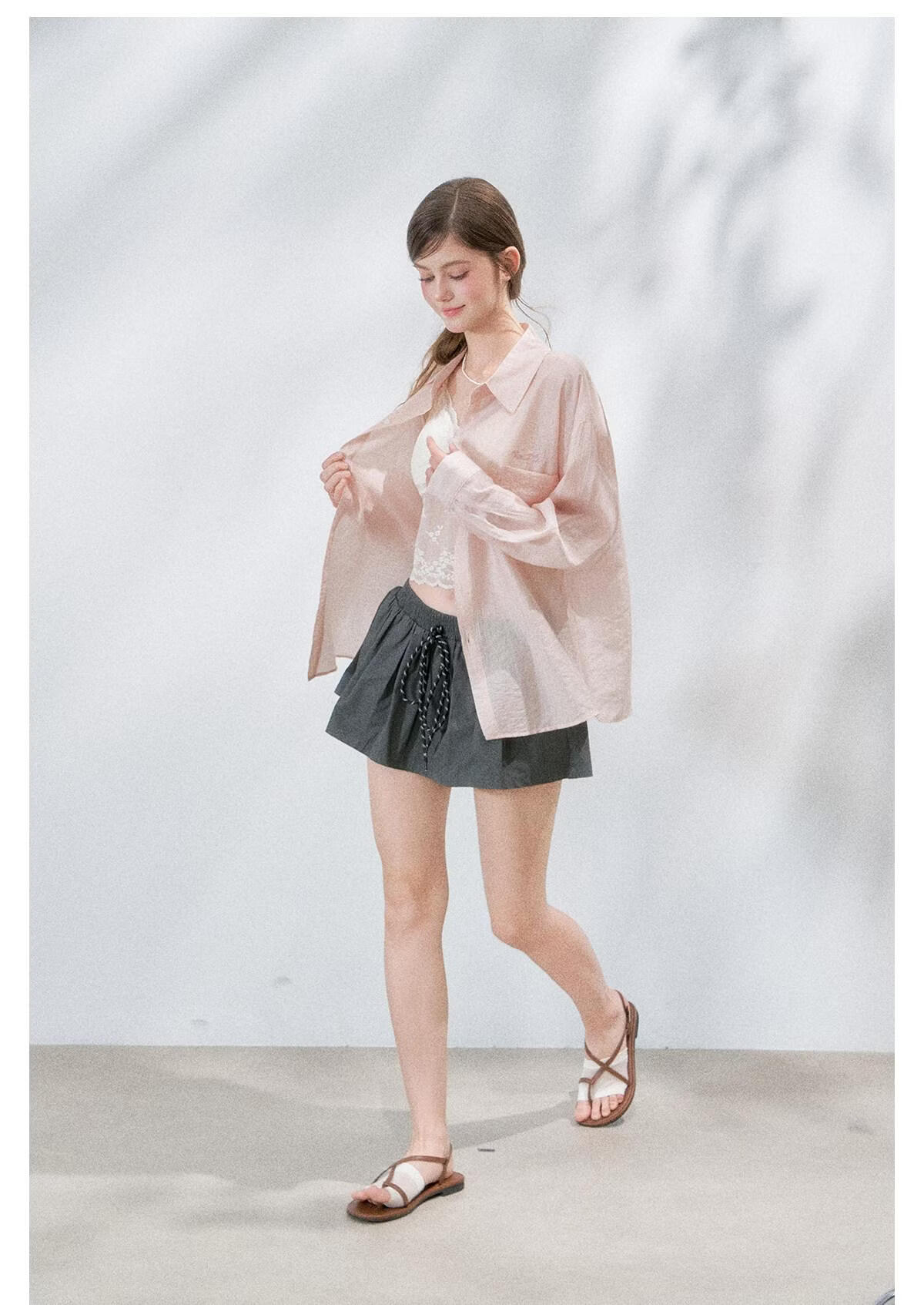ICH MODE "Spring Light Leisure" Lyocell Sun Protection Long Sleeve Shirt Women Lazy Style Thin Jacket White M 12