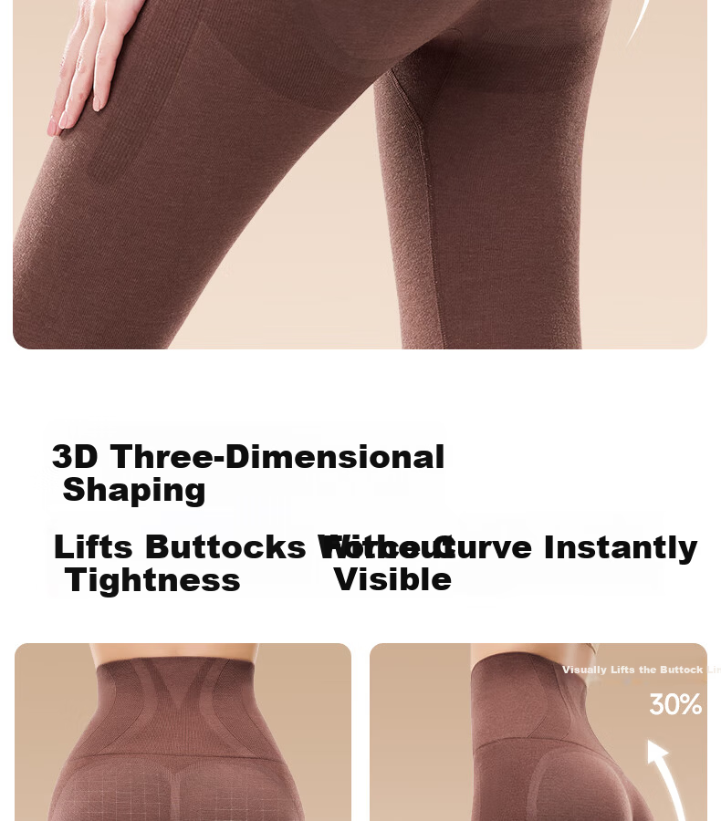 GRACEWELL High-Waist Autumn Winter Women's Cashmere Thermal Shaping Seamless Heat Retention Tummy Control Hip Lift Slim Fit Leggings Coffee XL 14