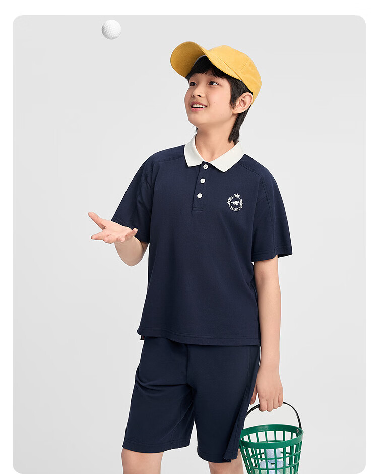 Balabala Boys Short Sleeve Set Children's Mid-to-Large Kids Two-Piece 2026 Spring Summer Quick-Dry Cooling Colorblock 35