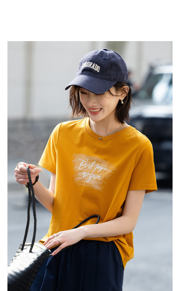 Demana [Comfortable and Relaxed] Summer Simple Style Cotton-Spandex Color-Block Letter Embroidered Slim Fit Short Sleeve T-Shirt for Women Premium Feel 10