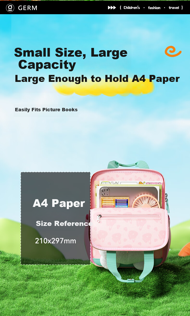 Germ Kindergarten Boys Children's Backpack for First Grade Kids Honey Bear Double Shoulder Bag 4