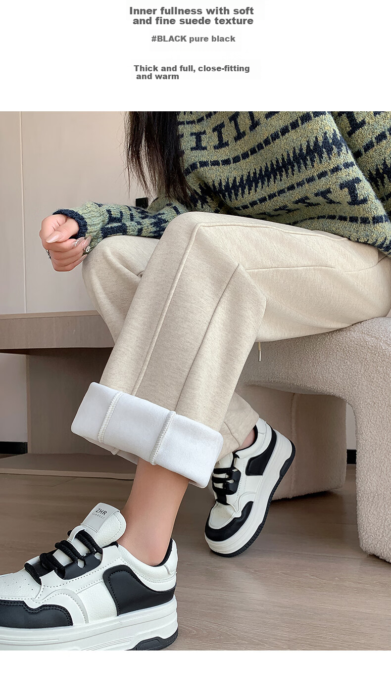 Langsha Women's Wool and Silk Wide-Leg Pants Spring Thin Straight-Leg Sports Banana Pants Breathable High-Waist Slim Casual Trousers 6