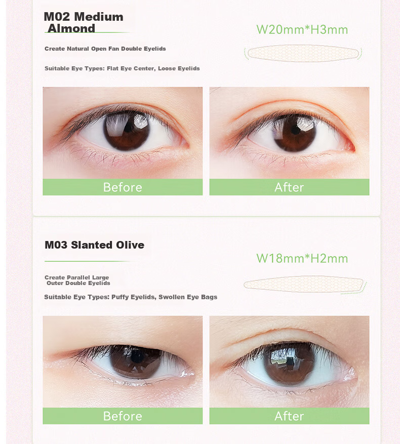 Arrebol Double Eyelid Tape Versatile Series Super Beautiful Eye M03 Slant Cut Olive Friendly Girl Gift 9
