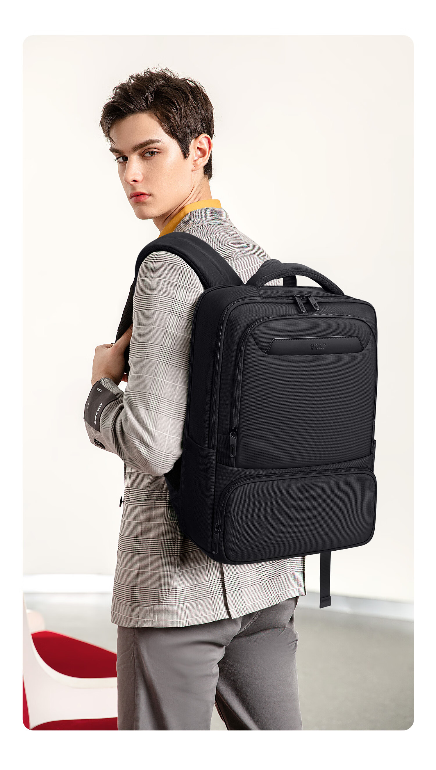 GOLF Men's Business Laptop Backpack 16/15.6 Inch Multi-Compartment Travel Commuter Bag 3