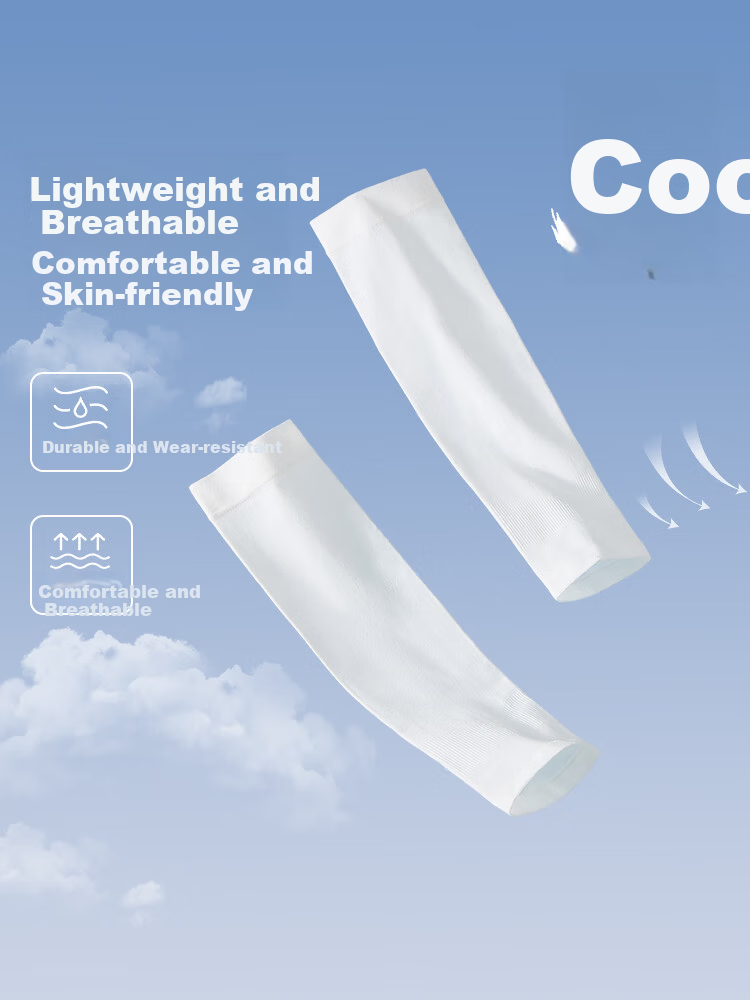 LangSha Kids Ice Silk Sun Protection Sleeves Boys Girls Baby Summer UV Protection Breathable Thin Arm Sleeves Black+White 2