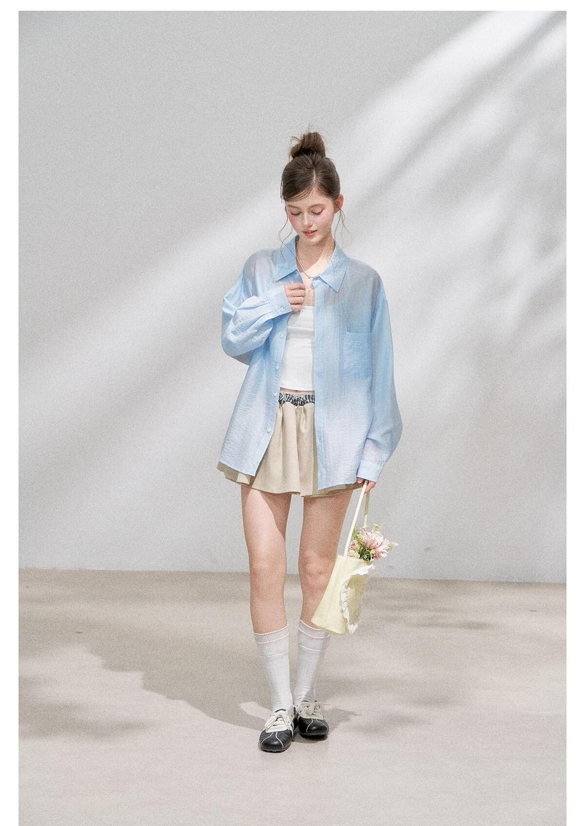 ICH MODE "Spring Light Leisure" Lyocell Sun Protection Long Sleeve Shirt Women Lazy Style Thin Jacket White M 21