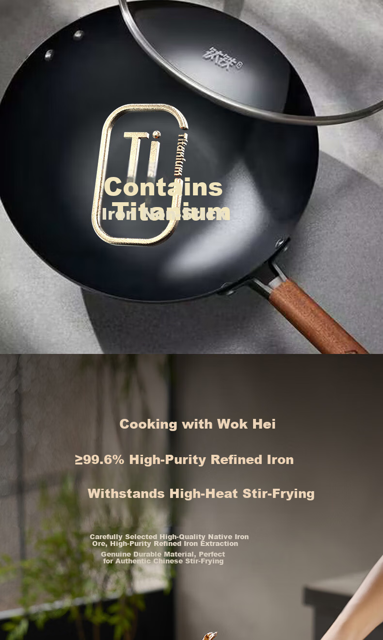 ASD Titanium Non-Stick Iron Wok 30cm Induction Cooker Compatible CF30T8Q 16