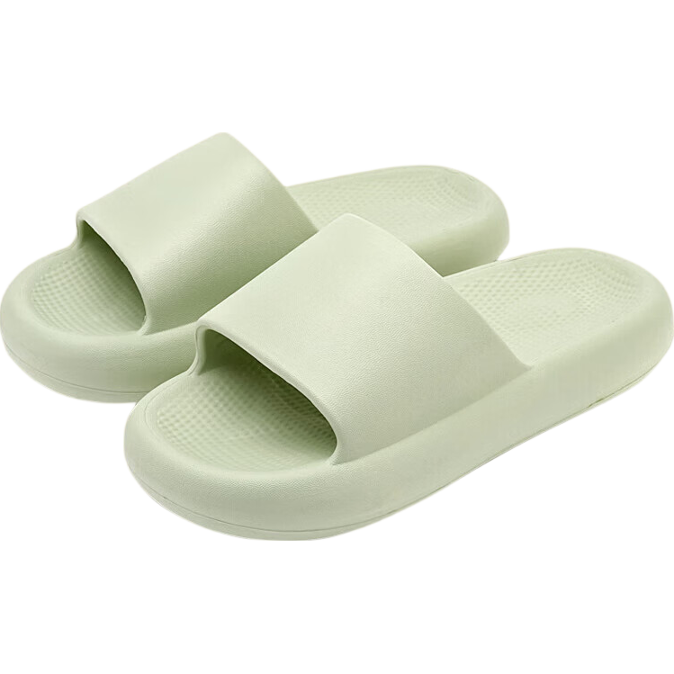 Huameijianbu Solid Color Thick Soft Sole Non-Slip Quiet Slippers, for Men And Women, Bathroom Indoor Outdoor Wear, HM616 Light Green, Size 38-39