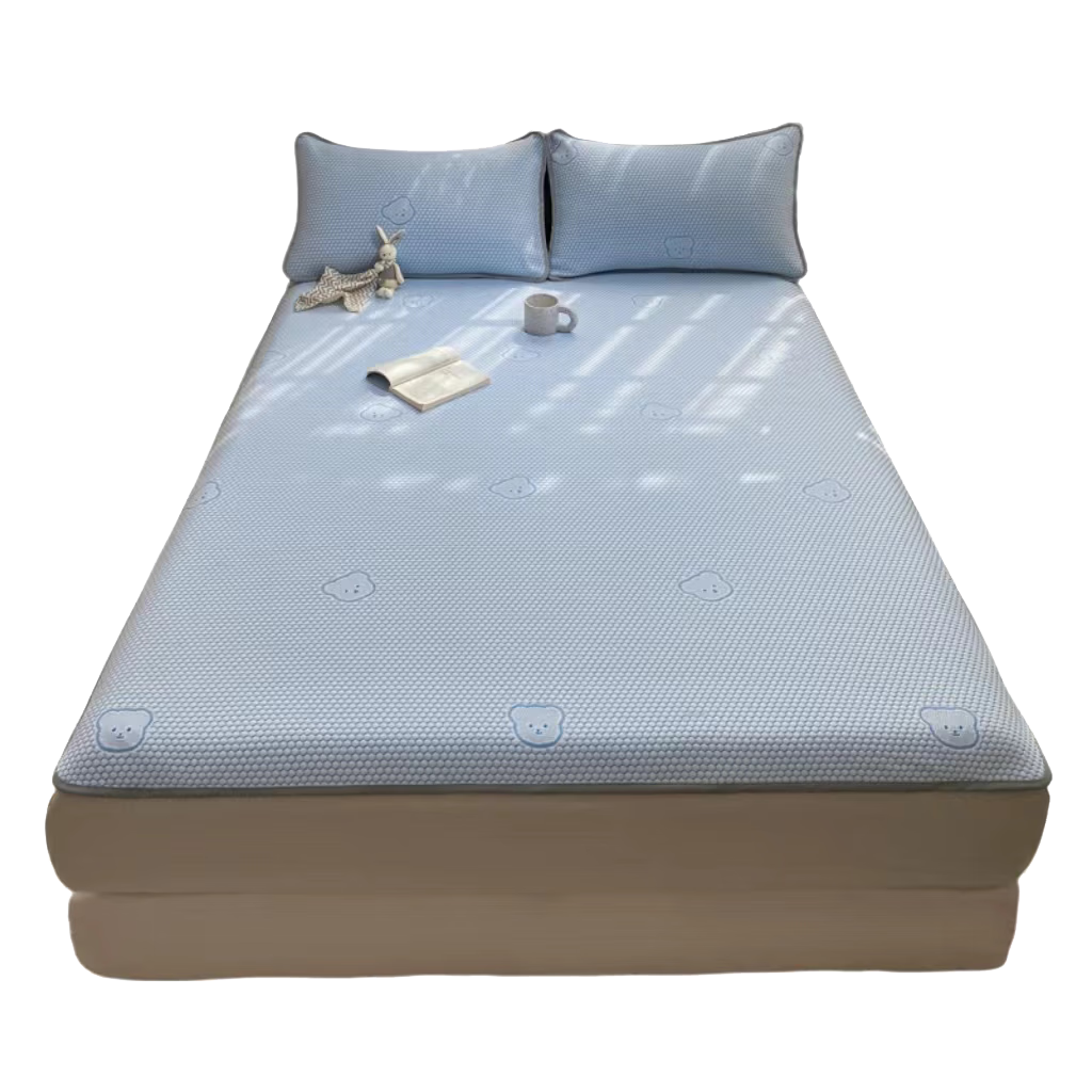 Hongdou Class A Ice Bean Cooling Mat Summer Ice Silk Soft Mat Dormitory Summer Cooling Mat 1.2*2m Ice Bear Blue