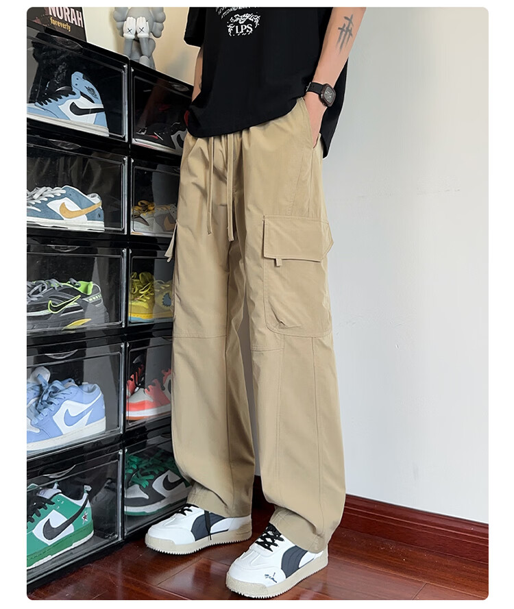 NASA GISS Collaboration Casual Pants Men Loose Fit Straight Leg Breathable Cargo Sports Trousers Black XL 9
