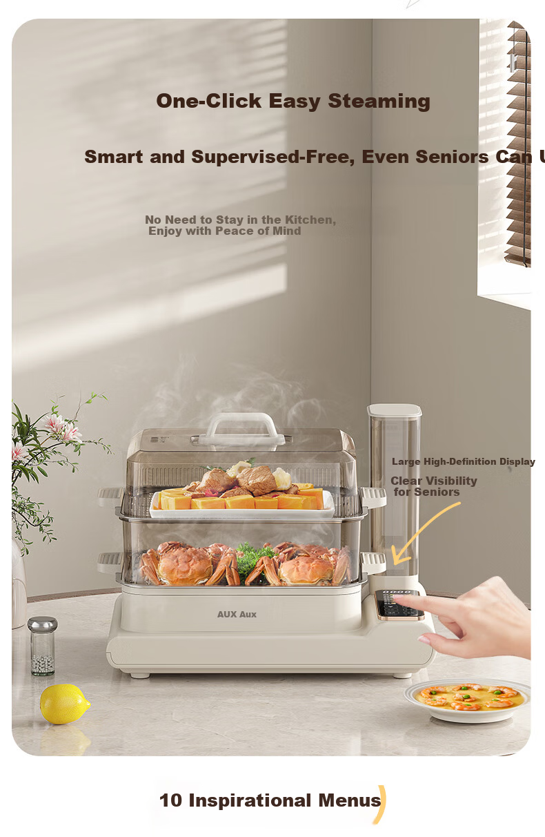 AUX 20L Large Capacity Multifunctional Double-Layer Electric Steamer with External Water Tank ADZ-30AZX-258C 6