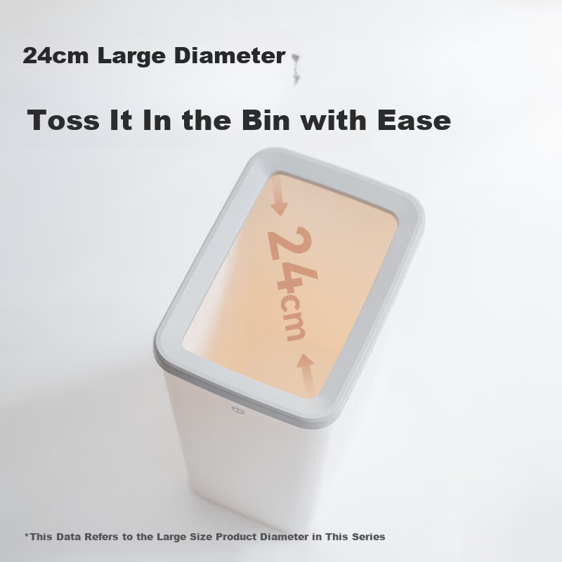 JD Jingzao 12L Large Lidless Narrow Slot Trash Can for Living Room, Bathroom, Kitchen, Toilet, Office