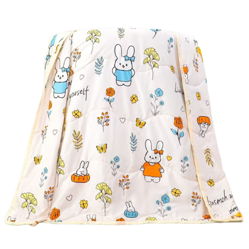9i9 Children's Summer Cooling Quilt Thin Baby Air Conditioning Quilt School Dormitory Single Quilt Kindergarten Rabbit Approx. 145*110 cm