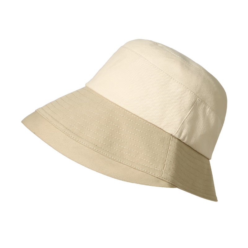 CACUSS Women's Sun Hat Spring Summer Colorblock Wide Brim Face Slimming Outdoor Bucket Hat Beige