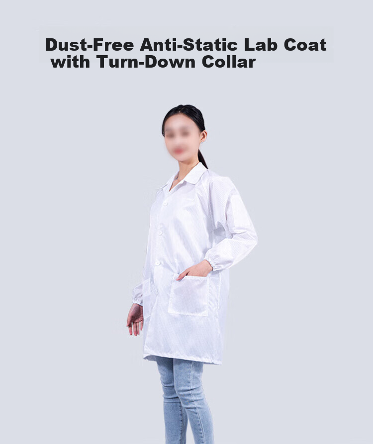 Junwen Anti-Static Cleanroom Dust-Free Long Workwear Unisex Dustproof Coat Workshop Electronics Factory Protective Clothing White XL 1