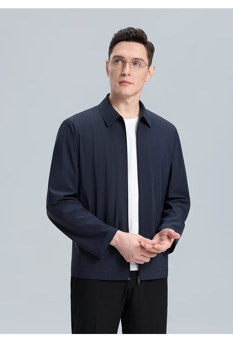 ROMON 【UPF50+】Men's Sun Protection Jacket Spring Summer New High Elastic Breathable Comfortable Business Casual Polo Collar Coat 15