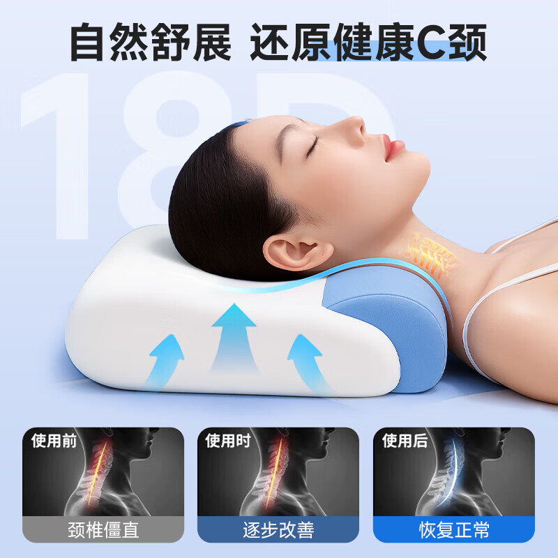 Jingyan Memory Foam Neck Pillow Ergonomic Cervical Spine Support Deep Sleep Adult Side Sleep Pillow