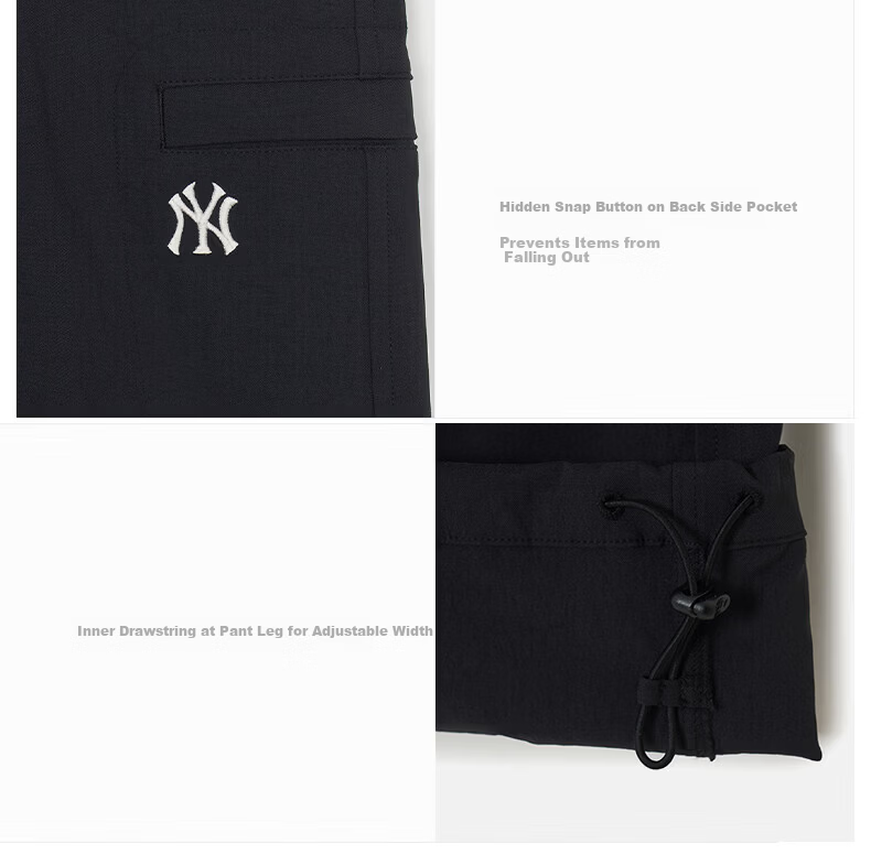 MLB Unisex Parachute Pants Wang Sulong Same Style Casual Wide-Leg Pants 26 Spring New 3AWPB0161-50BKS-M 18
