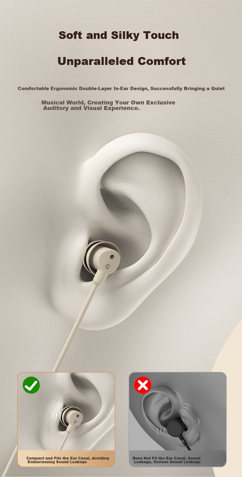 KOVOL Wired Sleep Earphones with Noise Reduction, In-Ear Type-C Sleep Headset for Side Sleep, Running, and Computer Use 9