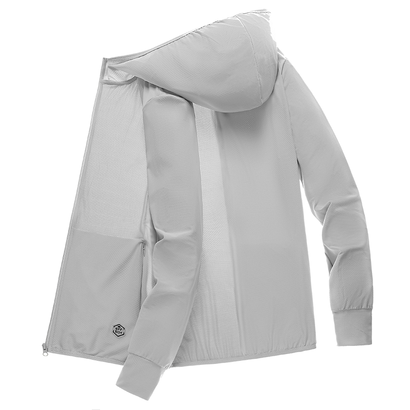 TUCANO Summer Thin Ice Silk Long Sleeve Breathable Men's Outdoor Casual Sun Protection Jacket Light Gray 5XL
