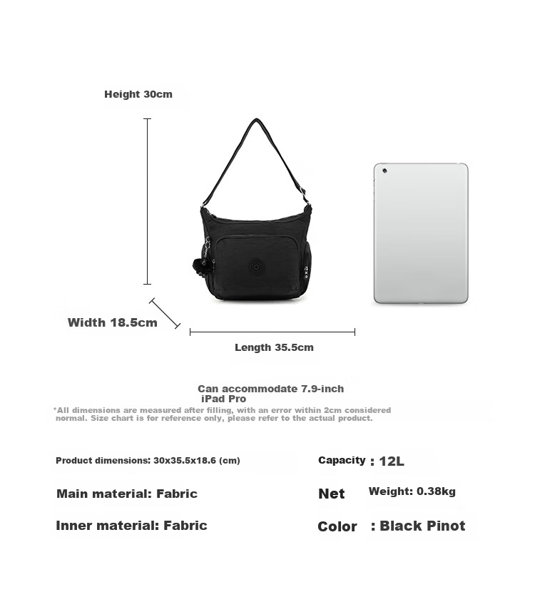 Kipling 2026 New Fashion Versatile Trendy Toggle Bag GABB Black Pinot Color Birthday Gift 1