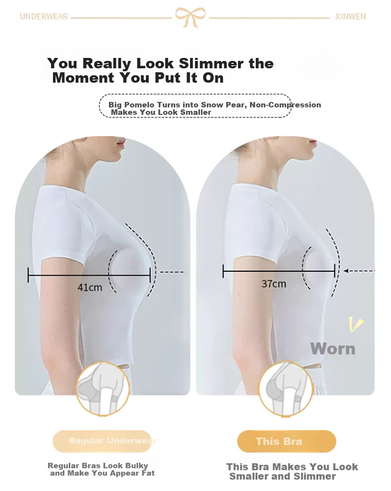 LangSha Seamless Summer Thin Bra for Women Large Chest Minimizing Soft Support Anti-Sagging Side Breast Gathering Slimming Bra 5