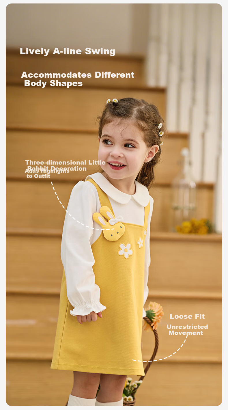 DAVE & BELLA Girls' Spring Long Sleeve A-Line Dress Sweet Yellow Toddler Dress 1