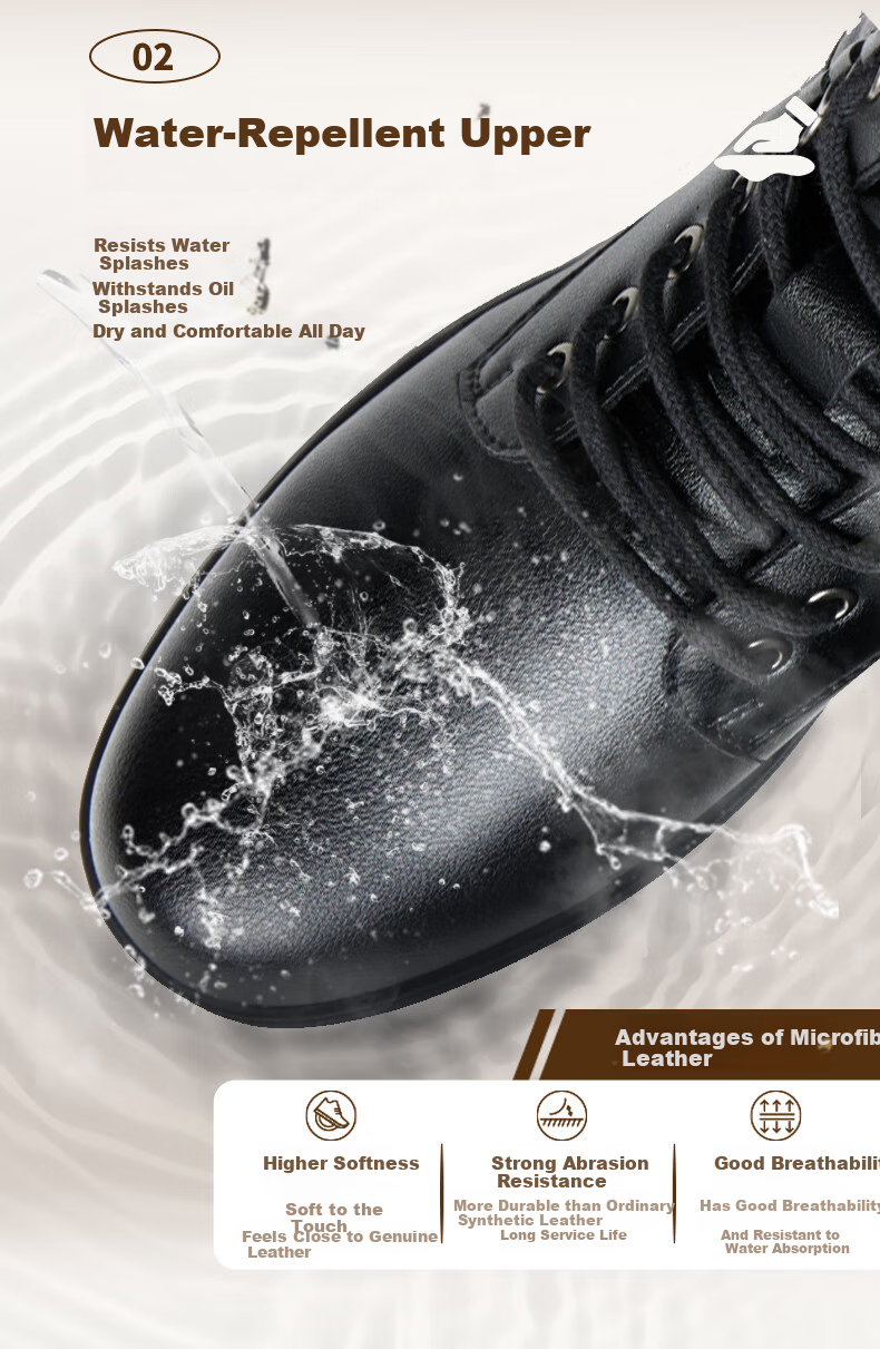 Chuwang Chef Shoes for Men, Non-Slip, Waterproof, Oil-Resistant, Black Mid-Top Kitchen Work Shoes, Stylish Martin Boots C5006, Black, Size 40 7