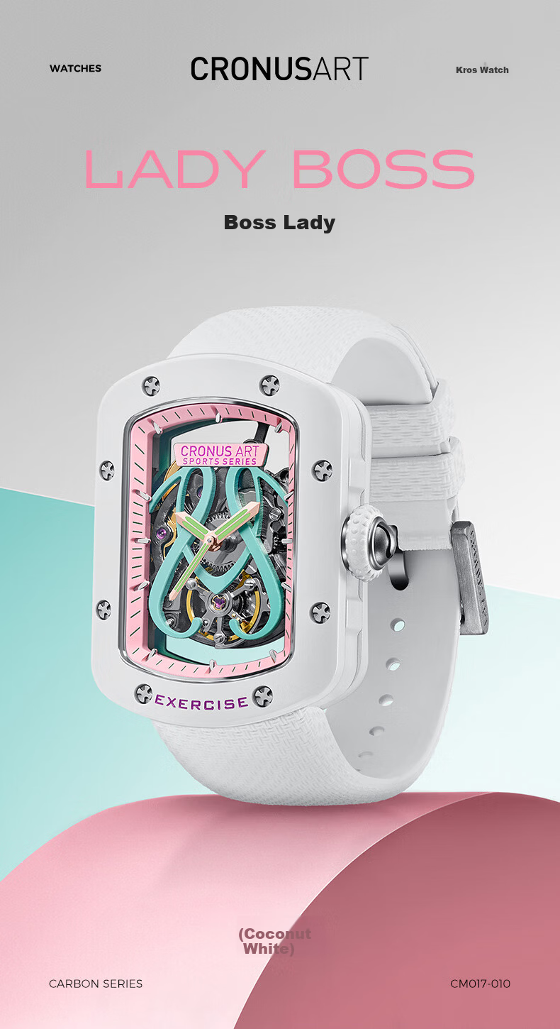 CRONUSART Kros Ladies Fully Automatic Mechanical Skeleton Fashion Luxury Wristwatch Women's Day Gift for Girlfriend 1