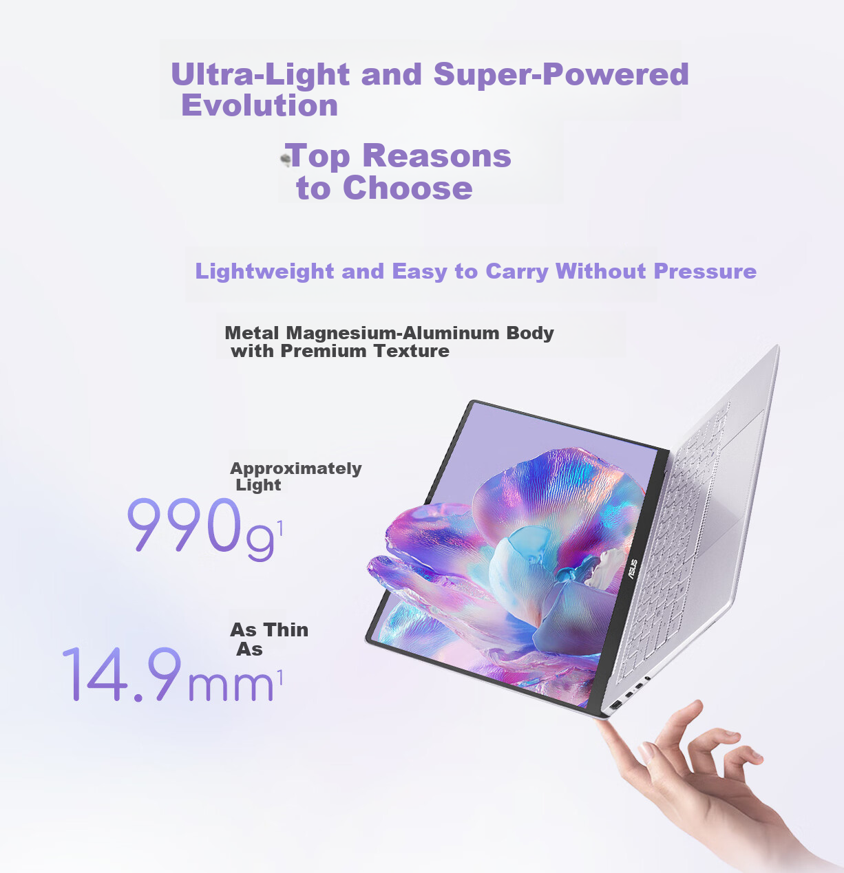 ASUS Adou 14 Air 2026 Ultra-Lightweight AI Laptop AI9 H 465 32GB 1TB 2.8K High Refresh 1100nits Long Battery Life [National Subsidy] Blue 3