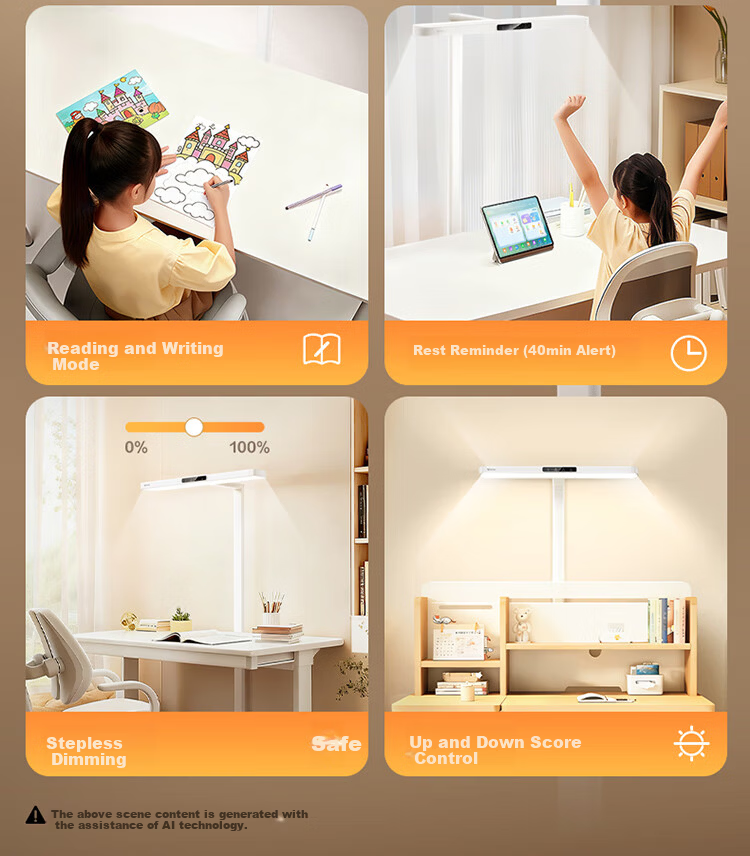 BULL Eye Protection Small Desk Lamp Full Spectrum Anti-Glare Rest Reminder Children's Study Table Clamp Pro Yang Mi Edition 18
