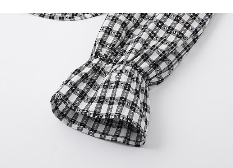 Demana [Cloud Soft Cotton Blend] Spring Off-Shoulder Ruffle Side Ruched Plaid Petite Women's Shirt 13
