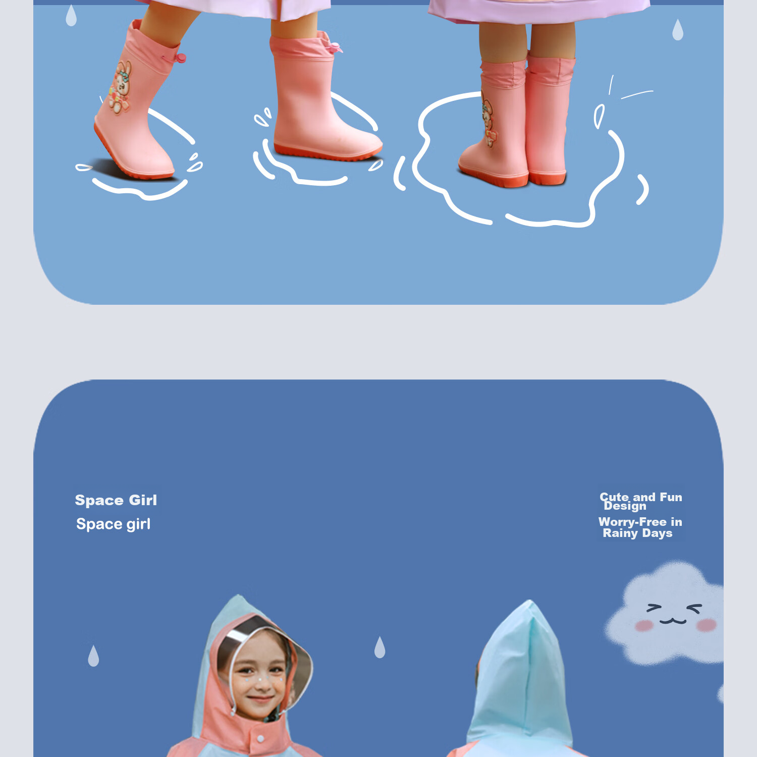 Moremerry Children's Raincoat for Boys And Girls, Full-Body Waterproof with Backpack Space, Elementary School Students' Specialized Rain Poncho, Little Dolphin Design, Size 3XL 29