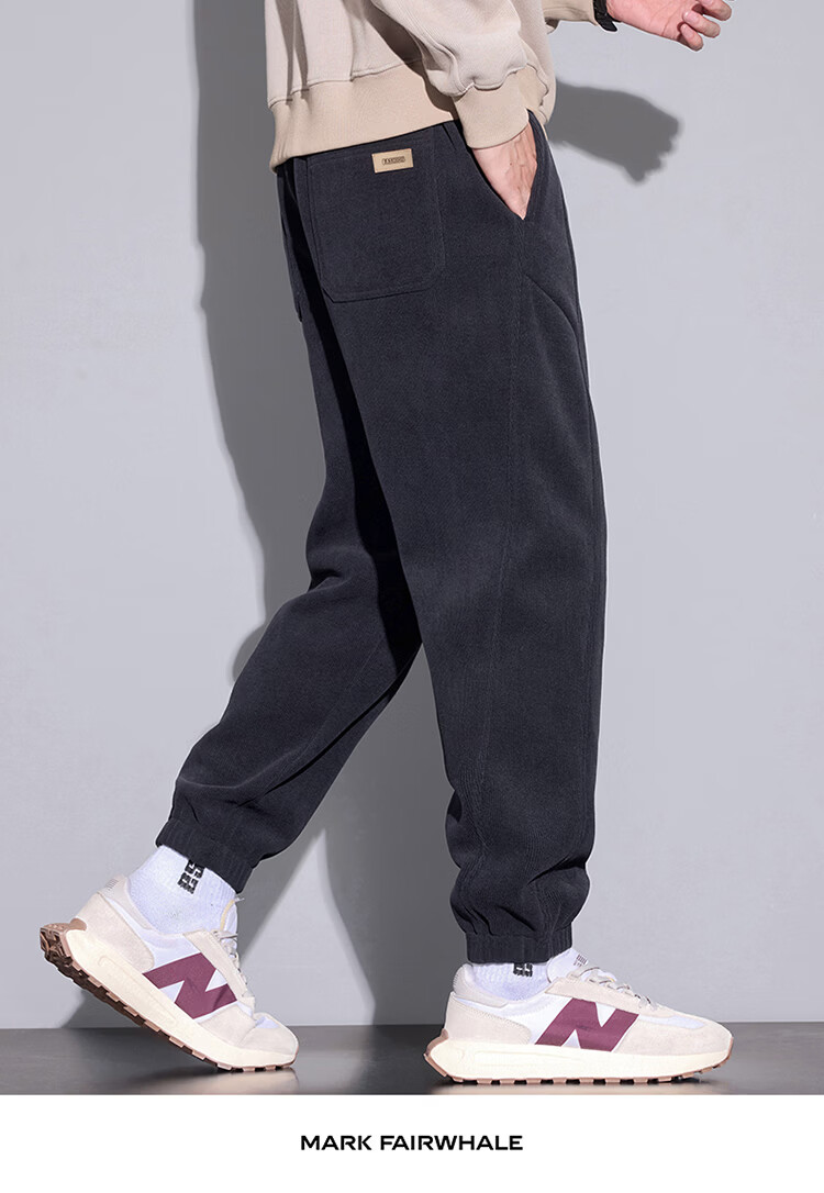 MARK FAIRWHALE Men's Casual Pants Spring Autumn Thick Warm Jogger Sweatpants Khaki M 9
