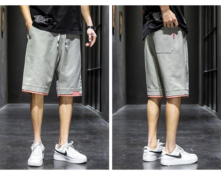 RED DRAGONFLY Men's Fashion Trendy Cotton Letter Embroidered Comfortable Breathable Wrinkle-Free Colorblock Casual Shorts 21